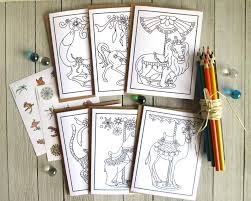 6 Color Me Note Cards Hand Drawn Carousel Theme Coloring Card Gift Set With Colored Pencils Note Cards How To Draw Hands Color Card