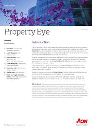14 billion approximate value of properties managed at year end. Aon Property Eye Summer 2016