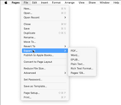 Export To Word Pdf Or Another File Format In Pages On Mac Apple Support