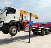 6x4 ISUZU 20 ton flatbed excavator transport truck mounted ...