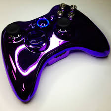A Purple Chrome Custom Modded Xbox 360 Controller With Nickel Bullet Buttons And A Blue Ring If Light From W Xbox 360 Controller Xbox One Games Xbox Controller