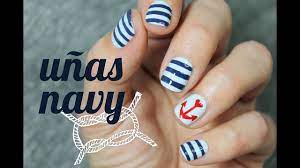 Porque soy una marinera, en el mar del corazón humano. Unas Decoradas Con Ancla Paso A Paso Estilo Marinero Navy Nail Art Youtube