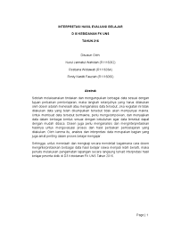 Dengan demikian, hipotesis b dapat diterima. Interpretasi Hasil Evaluasi Belajar