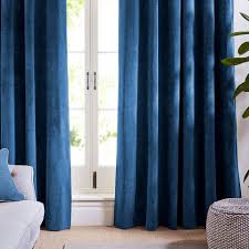 Spxtex black velvet blackout curtains for liv. Indigo Blue Velvet Curtains And Drapes Dark Curtains Panels Etsy