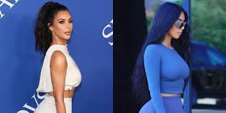 Kim stepped out on saturday with (wait for it) the wintriest blue hair we've ever seen. Kim Kardashian Dyed Her Hair Dark Blue For Kanye S Weezy Premiere Kim K Hair Transformations