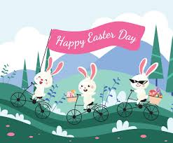 Check spelling or type a new query. Happy Easter With Cute Cartoon Rabbit Drive Bicycle With Carrying Eggs Vector Art Graphics Freevector Com
