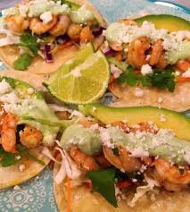 Flip them onto their skin side and cook for about 3 minutes more until the fish flakes under firm pressure. Shrimp Tacos With Avocado Lime Crema Norine S Nest