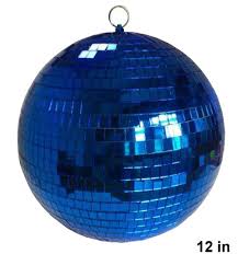 A disco ball (also known as a mirror ball or glitter ball) is a roughly spherical object that reflects light directed at it in many directions, producing a complex display. Huge 12 Inch Blue Mirror Disco Ball Party Supplies Reflection Mirrors Dj Novelty Ebay