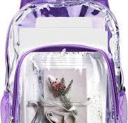 Mochila transparente transparente para conciertos escolares, Morado, L, 1