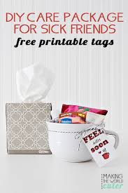 The trick is to fill your gift basket with presents that will cheer her up as well as give her something to do while she is recovering from her illness. Sick Friend Care Package