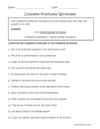 Subject And Predicate Worksheets Subject And Predicate Worksheets Subject And Predicate Complete Subject And Predicate