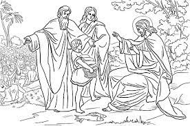 Use this free coloring page to teach kids about how jesus feeds 5000. Jesus And Disciples Feeds 5000 People Coloring Page Coloring Sun