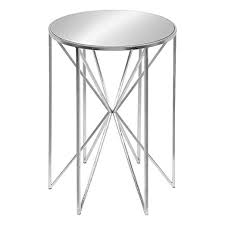Kate And Laurel Triggs Modern Luxe Round Mirrored Metal End Table Silver Leaf 17 5 Inch Diameter X 20 Inches Tall Metal End Tables Side Table End Tables