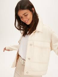 Ekru Cep Detayli Jean Ceket Lc Waikiki Jean Ceket Mont Kadin