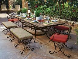 Beautiful Hand Crafted Wrought Iron Patio Dining Set For 10 People With 2 Benches Table Wrought Iron Outdoor Furniture Diy Patio Table Patio Dining Furniture