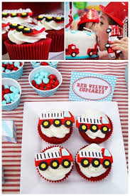 Theme Birthday Cupcake Ideas For Boys Boys Fireman Themed Birthday Party Spaceships And Laser Beams Fire Man Birthday Party Firetruck Birthday Firetruck Birthday Party
