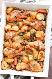 One Pan Baked Chicken Legs And Potatoes Chicken And Vegetable Bake Baked Chicken Legs Chicken Drumstick Recipes