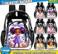 Custom Clear Backpack, Personalized Name, PVC Schoolbag