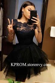 Black Short Homecoming Dress Lace Applique Illusion Neckline Mini A Line Party Dress Cocktail Dresses Black Homecoming Dress Lace Homecoming Dresses Short Sleeve Prom Dresses