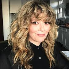 Pick a beautiful long curly hairstyle below and inspire you to show your hairdresser. Wavy Curly Hair Bangs Wavy Bangs Hair Curly Curly Hair Fringe Long Curly Hair Curly Hair Styles Naturally