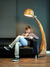 The joints of this handcrafted task light by israeli industrial designer asaf weinbroom comprise strips of walnut veneer clamped round the oak. Wooden Led Floor Lamp With Wheels Woobia Of Abadoc Interior Design Ideas Ofdesign