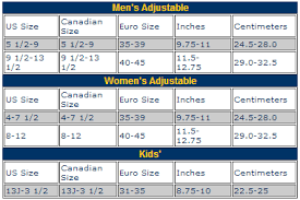 Resource Center Skate Size Chart