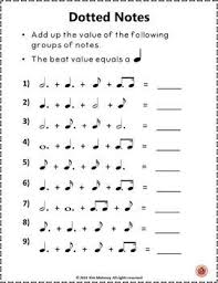 Dotted Notes Music Anchor Charts Music Worksheets This