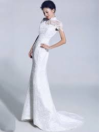 White Lace Fishtail Cheongsam Qipao Chinese Wedding Dress Cheongsam Wedding Chinese Wedding Dress Chinese Style Wedding Dress