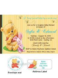 Winnie The Pooh Theme Custom Baby Shower Invitations W Address Labels And Baby Shower Invitation Wording Custom Baby Shower Invitations Baby Shower Invitations