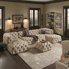 Knightsbridge Ii Beige Linen Tufted Chesterfield Modular U Chaise Sectional By Inspire Q Artisan 4 Seat U Chai Living Room Spaces U Shaped Sectional Sectional