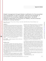 Pdf Weight Management Through Lifestyle Modification For The Prevention And Management Of Type 2 Diabetes Rationale And Strategies A Statement Of The American Diabetes Association The North American Association For The Study