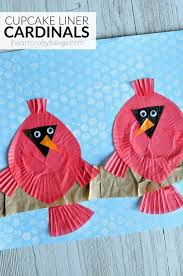 Bird Activities For Preschoolers Cupcake Liner Cardinal Craft Cupcake Liner Crafts Bird Crafts Winter Crafts For Kids