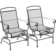 Mosaic Steel Mesh Spring Rocker Set Metal Patio Chairs Backyard Furniture Patio Rocking Chairs