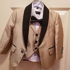 For these type of events you can go with colored and fashionable ones like red long tailcoat tuxedo, velvet trim tuxedo tailcoat, paisley black tail tuxedo, sequin shiny tuxedo tailcoat, gold tailcoat tuxedo, purple tailcoat tuxedo, off white tailcoat tuxedo, ivory tailcoat tuxedo and many others. Kids World Of Usa Matching Sets Boys Gold Tuxedo Poshmark