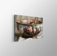 Tablou Canvas Print Bol Decorativ cu Trandafiri Trandafiri Fructe Flor –  The Print Studio