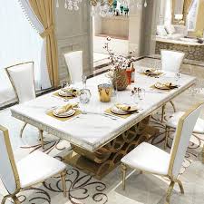Modern dining table design with marble top. Luxury Contemporary Design Marble Dining Table Rectangular Table Decobuys