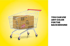 Shopping Cart With Kraft Box Mockup Graphic By Illusiongraphicdesign Creative Fabrica In 2020 Box Mockup Kraft Boxes Shopping Cart