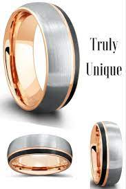 Dome Triple Tone Rose Mens Wedding Bands Unique Classic Wedding Rings Rose Gold Plated Ring