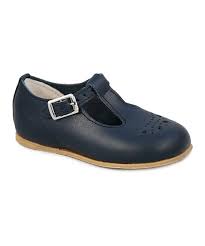 Amilio Navy Sharon T Strap Leather Shoe Girls
