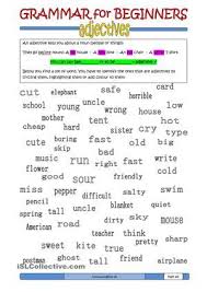 Grammar For Beginners Adjectives B Adjectives Teaching Adjectives Free Grammar Worksheet