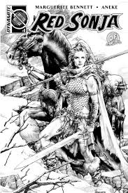 Black And White Comic Book Art Red Sonja Vol 3 1 Cover N Dynamic Forces Exclusive Jay Anacleto Black White Comic Books Art Black And White Comics Comics Artwork
