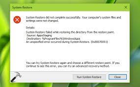 Fix System Restore Failed While Restoring The Directory From The Restore Point