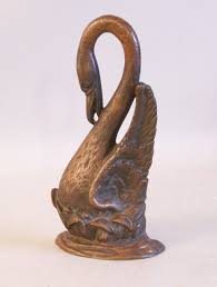 Antique Cast Bronze Swan Door Stop C1900 Door Stop Cast Bronze Antiques