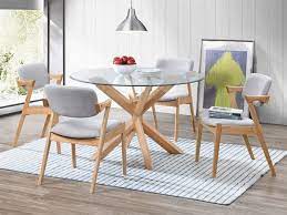 This one has round shape, wooden structure and is suitable with eight seats around. Shop Modern Round Dining Sets B2c Furniture Online In Store