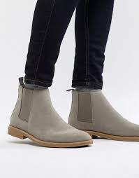 Suede leather, comfort rubber sole. New Look Faux Suede Chelsea Boots In Light Grey In Gray For Men Lyst