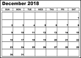 Calendar 2018 December Monthly Calendar Printable Calendar Printables Blank Calendar