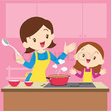 Mother and son are cooking in the kitchen. Vector Illustration Of A Mother And Stock Vector Colourbox