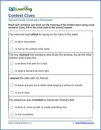 Grade 2 Vocabulary Worksheet Context Clues Context Clues Worksheets Context Clues Vocabulary Worksheets