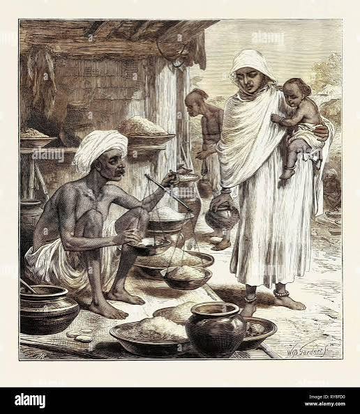 The Impending Famine in Bengal: A Bengalee Beniah or Grain Seller 1874 Stock Photo - Alamy