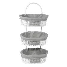 Wall Storage 3 White Woven Baskets Bathroom Furniture Furniture Bathroom Decor